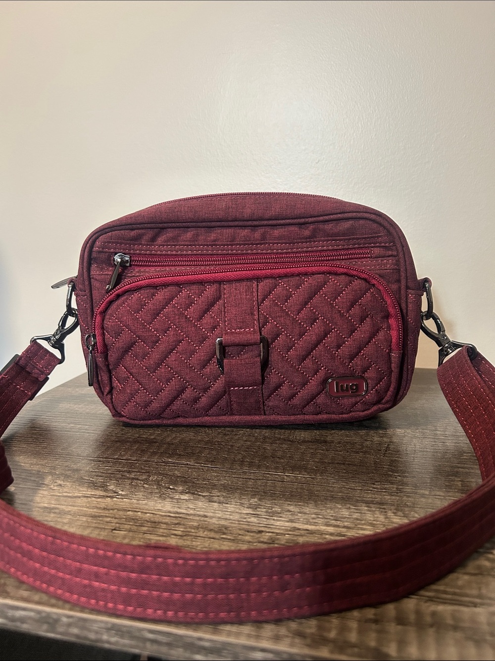 Lug XL 2 Quilted Crossbody/ belt bag in wine